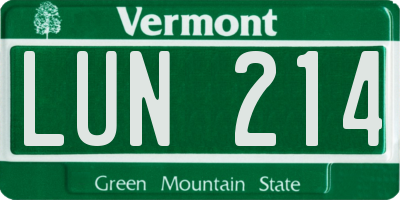 VT license plate LUN214
