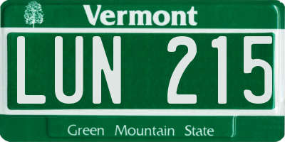 VT license plate LUN215