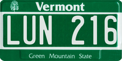 VT license plate LUN216