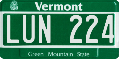 VT license plate LUN224