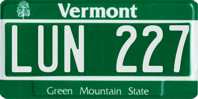 VT license plate LUN227
