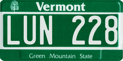 VT license plate LUN228
