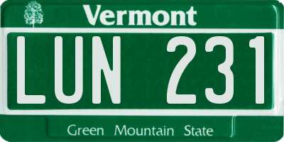 VT license plate LUN231