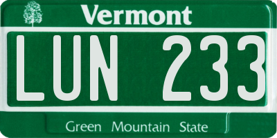 VT license plate LUN233