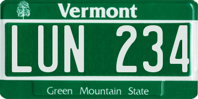 VT license plate LUN234