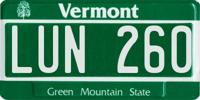 VT license plate LUN260