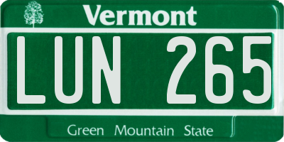 VT license plate LUN265