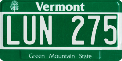 VT license plate LUN275