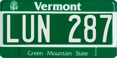 VT license plate LUN287