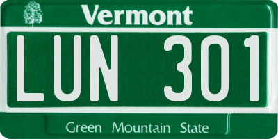 VT license plate LUN301