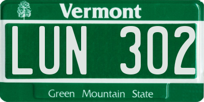 VT license plate LUN302