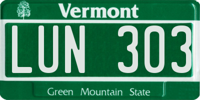 VT license plate LUN303