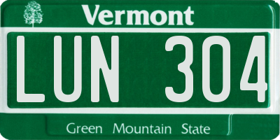 VT license plate LUN304