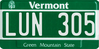 VT license plate LUN305