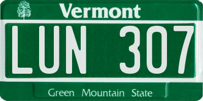VT license plate LUN307