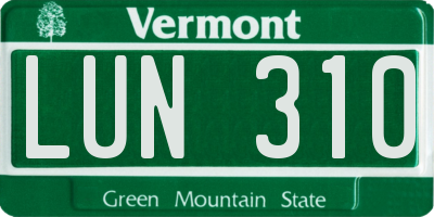 VT license plate LUN310