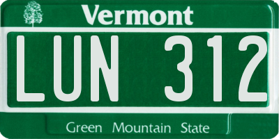 VT license plate LUN312