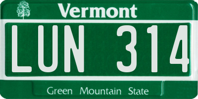 VT license plate LUN314