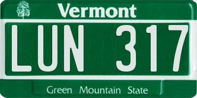 VT license plate LUN317