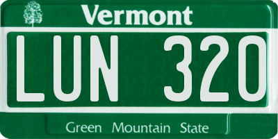 VT license plate LUN320