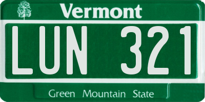 VT license plate LUN321