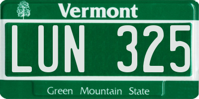 VT license plate LUN325
