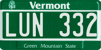 VT license plate LUN332
