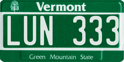 VT license plate LUN333