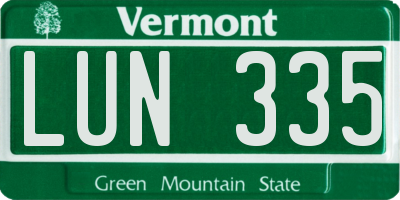VT license plate LUN335