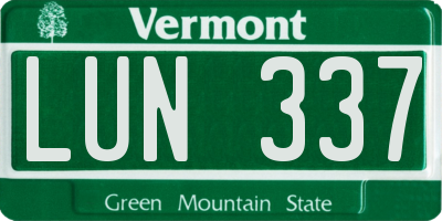 VT license plate LUN337
