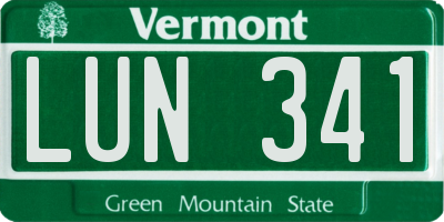 VT license plate LUN341