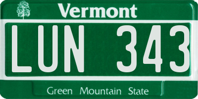 VT license plate LUN343