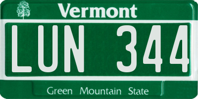 VT license plate LUN344