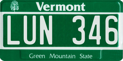 VT license plate LUN346