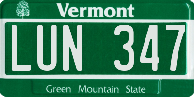 VT license plate LUN347