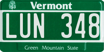 VT license plate LUN348