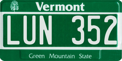 VT license plate LUN352