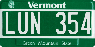 VT license plate LUN354