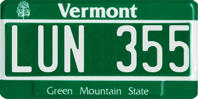 VT license plate LUN355