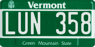 VT license plate LUN358