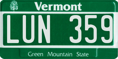 VT license plate LUN359