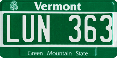 VT license plate LUN363