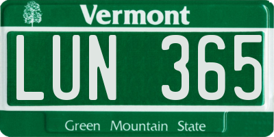 VT license plate LUN365