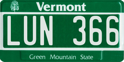 VT license plate LUN366