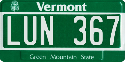VT license plate LUN367