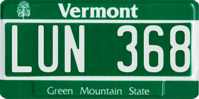 VT license plate LUN368