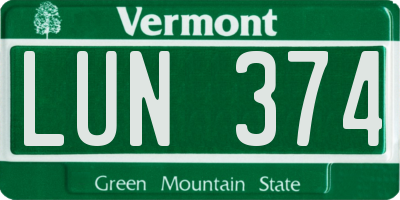 VT license plate LUN374