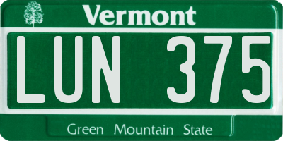 VT license plate LUN375