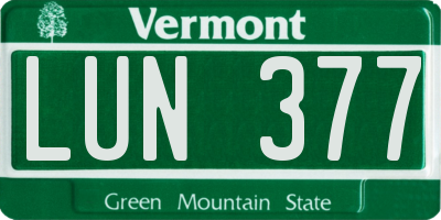 VT license plate LUN377