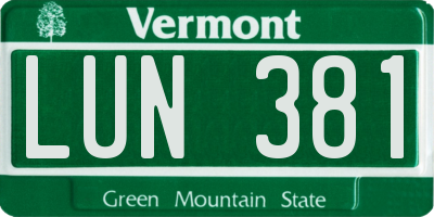 VT license plate LUN381